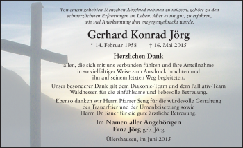 Traueranzeige von Gerhard Konrad Jörg 