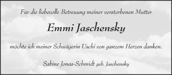 Traueranzeige von Emmi Jaschensky 