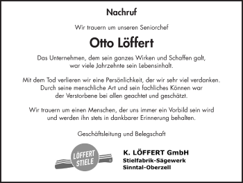Traueranzeige von Otto Löffert 