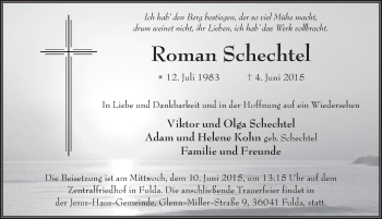 Traueranzeige von Roman Schechtel 