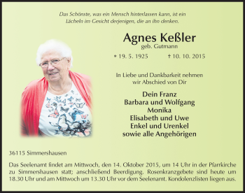 Traueranzeige von Agnes Keßler 