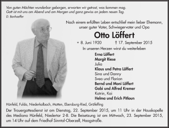 Traueranzeige von Otto Löffert 