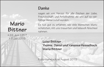 Traueranzeige von Mario Bittner 