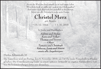 Traueranzeige von Christel Merz 