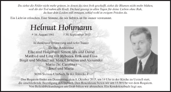 Traueranzeige von Helmut Hohmann 