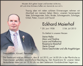 Traueranzeige von Eckhard Maierhof 