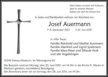 Traueranzeige von Josef Auermann 