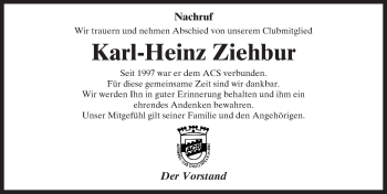 Traueranzeige von Karl-Heinz Ziehbur 