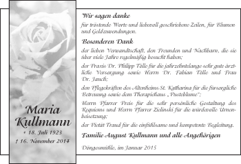 Traueranzeige von Maria Kullmann 