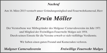 Traueranzeige von Erwin Möller 