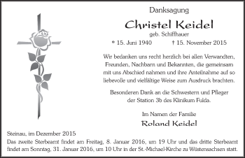 Traueranzeige von Christel Keidel 