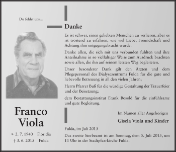 Traueranzeige von Franco Viola 