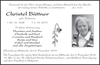 Traueranzeige von Christel Büttner 