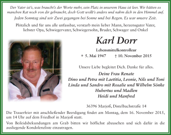 Traueranzeige von Karl Dorr 