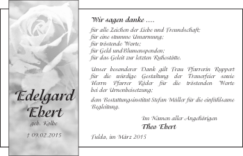 Traueranzeige von Edelgard Ebert 