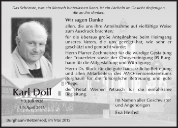 Traueranzeige von Karl Doll 