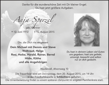 Traueranzeige von Anja Sperzel 