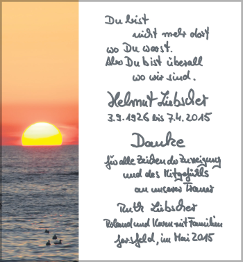 Traueranzeige von Helmut Liebscher 
