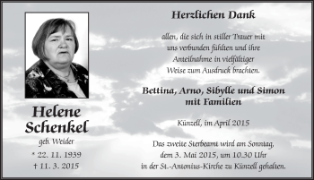 Traueranzeige von Lena Schenkel 