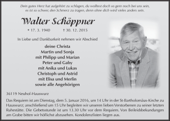 Traueranzeige von Walter Schöppner 