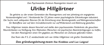 Traueranzeige von Ulrike Hillgärtner 
