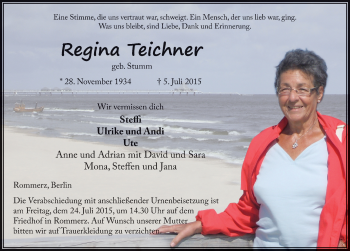 Traueranzeige von Regina Teichner 