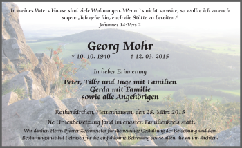 Traueranzeige von Georg Mohr 