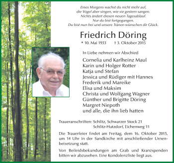 Traueranzeige von Friedrich Döring 