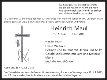 Traueranzeige von Heinrich Maul 