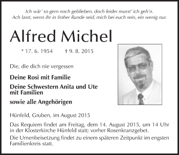 Traueranzeige von Alfred Michel 