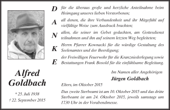 Traueranzeige von Alfred Goldbach 