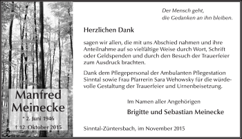 Traueranzeige von Manfred Meinecke 