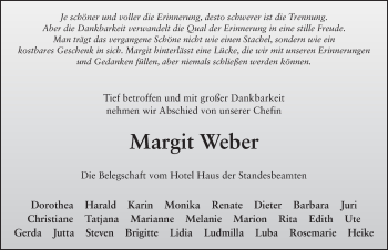 Traueranzeige von Margit Weber 