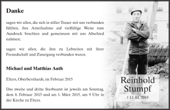 Traueranzeige von Reinhold Stumpf 