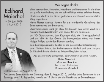 Traueranzeige von Eckhard Maierhof 
