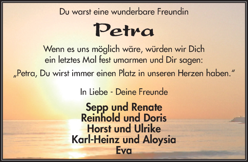  Traueranzeige für Petra Lotz vom 06.01.2015 aus 