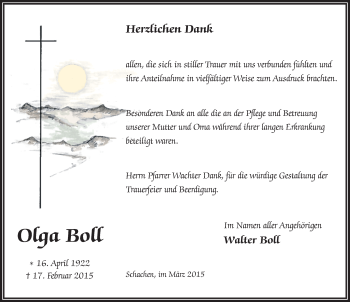 Traueranzeige von Olga Boll 