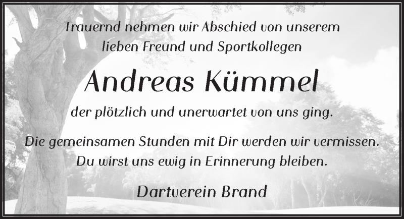  Traueranzeige für Andreas Kümmel vom 18.06.2015 aus 