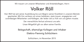 Traueranzeige von Volker Röll 
