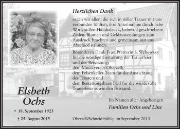 Traueranzeige von Elsbeth Ochs 