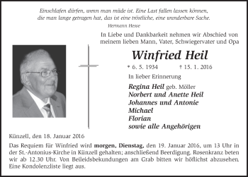 Traueranzeige von Winfried Heil 
