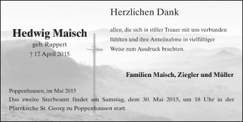 Traueranzeige von Hedwig Maisch 