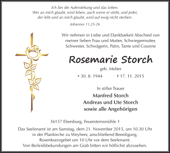 Traueranzeige von Rosemarie Storch 