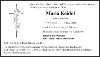 Traueranzeige von Maria Keidel 
