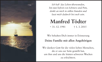 Traueranzeige von Manfred Tödter 