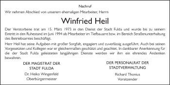 Traueranzeige von Winfried Heil 