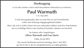 Traueranzeige von Paul Warmuth 