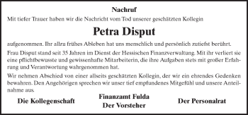 Traueranzeige von Petra Disput 