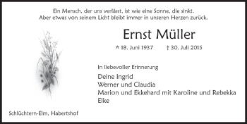 Traueranzeige von Ernst Müller 