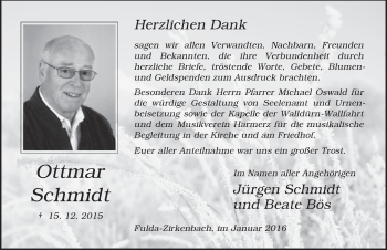 Traueranzeige von Ottmar Schmidt 